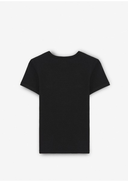 Tarelıa Kadın Bisiklet Yaka Kısa Kollu Slim Siyah T-Shirt modelleri