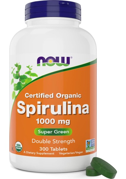 Certified Organic Spirulina, Double Strength, 1,000 Mg, 300 Tablets