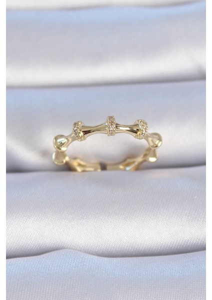 Pirinç Gold Renk Zirkon Taşlı Kadın Yüzük - TJ-BYK3312