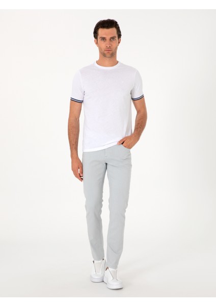 Erkek Buz Mavisi Slim Fit Pamuk Karışımlı Jean Pantolon 50298870-VR036