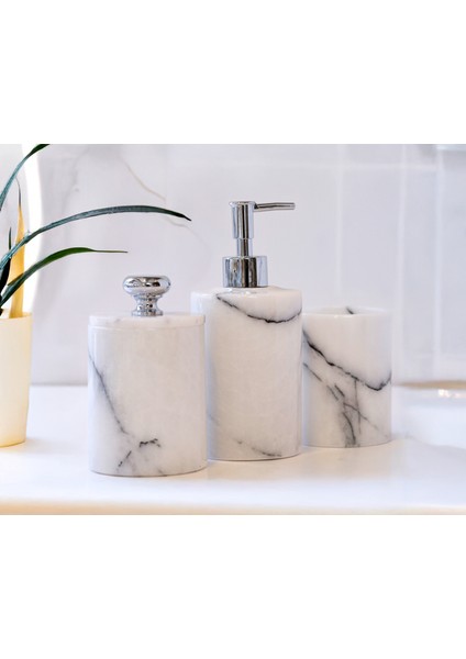 Aurelia Mermer 5 Parça Banyo Seti – Sıvı Sabunluk, Diş Fırçalık, Katı Sabunluk, Pamukluk ve Tepsi fırsatları