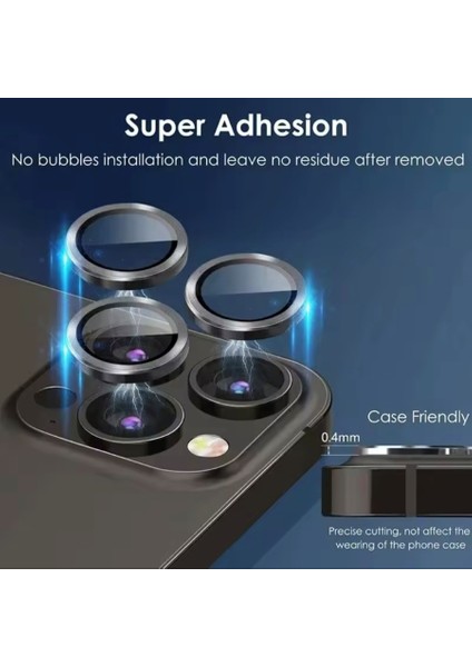 Apple iPhone 16 Pro Kamera Koruma Renkli Lens Koruyucu Temperli Cam Koruma