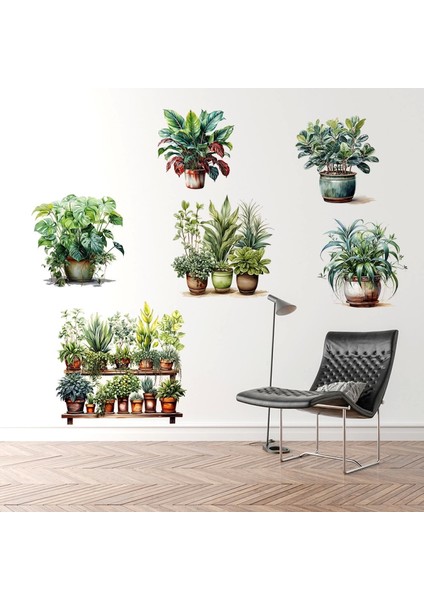 Pratik 6 Li Sticker Saksılı Çiçek Modelleri MC-480C