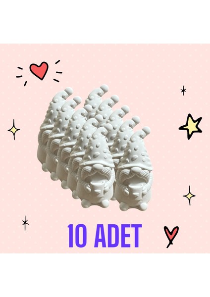 10 Adet Boyanabilir Ham Gnome Cüce Etkinlik Seti