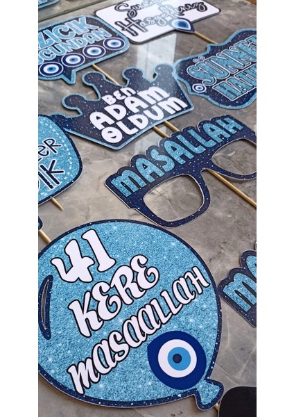 12LI Dev Boylarda Sünnet Düğünü Konsept Konuşma Balonu Selfie Çubukları