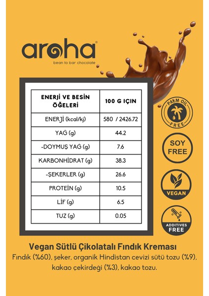 İkili Lezzet - Sütlü Çikolatalı Fındık Kreması & Vegan Sütlü Çikolatalı Fındık Kreması 180 gr x 2 Adet