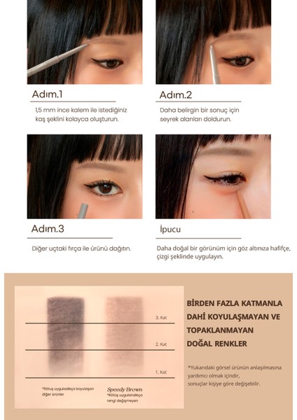 Ultra İnce Uçlu, Doğal Görünüm Veren Kaş Kalemi PERIPERA Speedy Skinny Brow (2 Dark Brown)