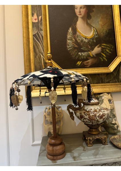 Dekoratif Obje Bali Şemsiyesi Japon Şemsiyesi Özel Bambu Kumaş 60 cm Ahşap Oyma Bohem Dekorasyon