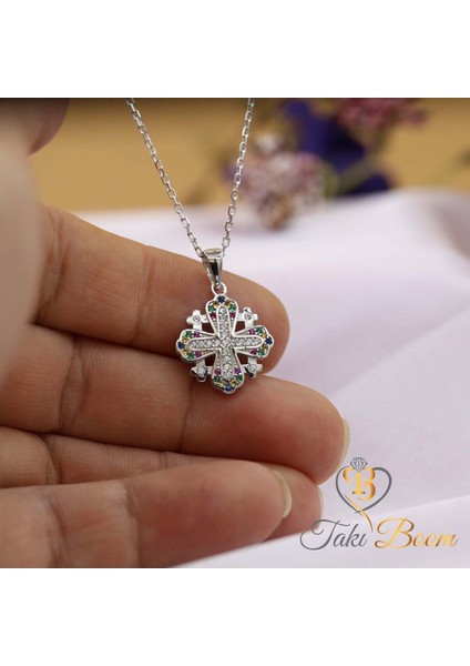 Küçük Haç Kolye, Kudüs Haçı Kolye, Miks Taşlı Haç, Jerusalem Gümüş Kolye, Hristiyan Kolyesi