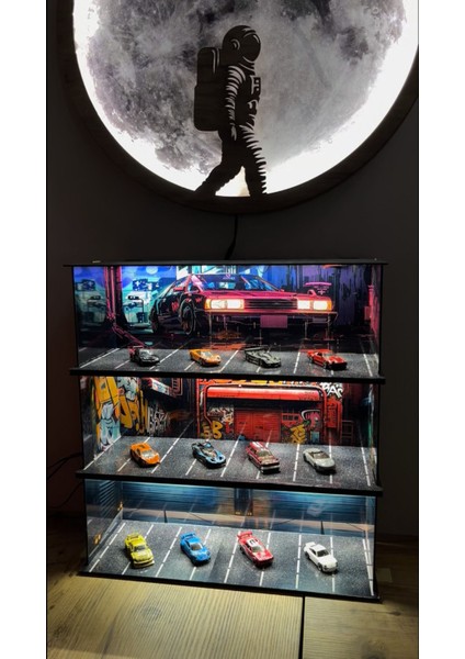 LED Aydınlatmalı Araba Koleksiyon Vitrini Garaj modelleri