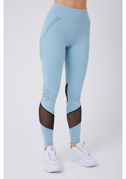 Açık Mavi Yüksek Bel Slim Fit Tayt