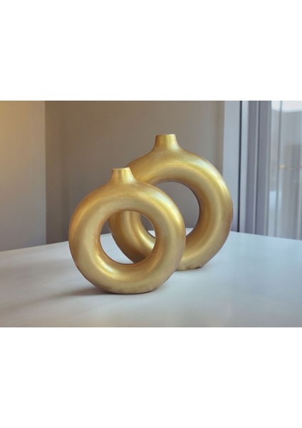 Halka Vazo Bohem Biblo 2’li Set Gold fiyatları