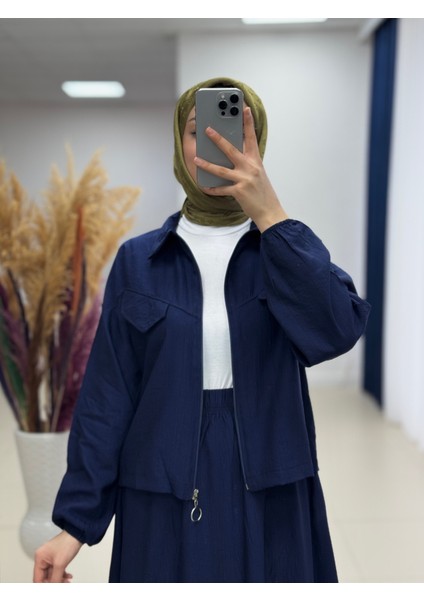 Sofya Çilek Fermuarlı Etekli Cepli TAKIM-NA3390 Lacivert fiyatları