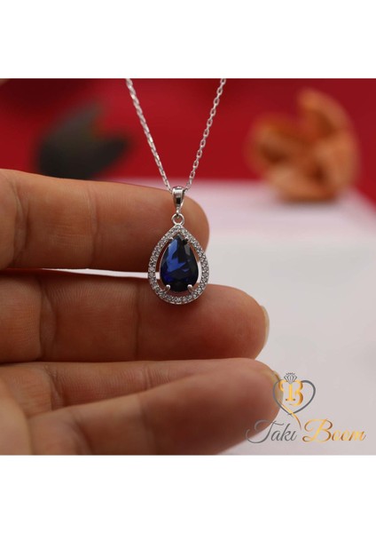 Gece Mavisi Damla Safir Kolye, Lacivert Damla Kolye, Kadınlar Için Harika Hediye, Sevgiliye Hediye modelleri