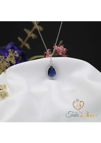 Gece Mavisi Damla Safir Kolye, Lacivert Damla Kolye, Kadınlar Için Harika Hediye, Sevgiliye Hediye fırsatları