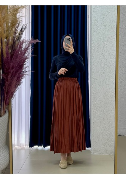 Nalan Kırışık Kumaş Kraş ETEK-BY5001 Kiremit