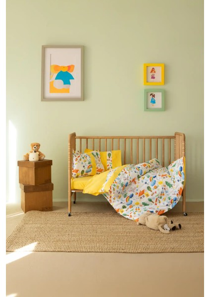 Sallhome Renkli Masal Desenli Nevresim Takımı – Pamuk Bebek/ çocuk Yatak Seti