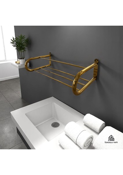 Isaoğlu Yapı Mat Gold Havluluk Otel Tipi Raf Havluluk Fırçalanmış Mat Gold Premium Havluluk