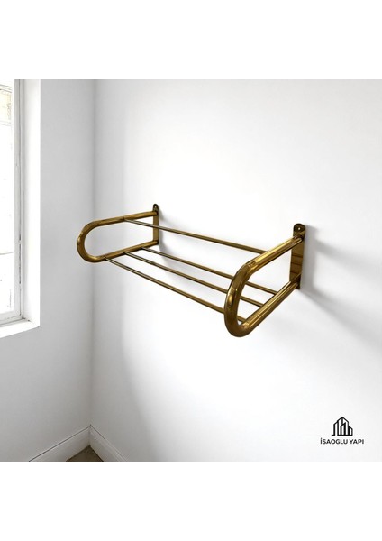 Isaoğlu Yapı Mat Gold Havluluk Otel Tipi Raf Havluluk Fırçalanmış Mat Gold Premium Havluluk