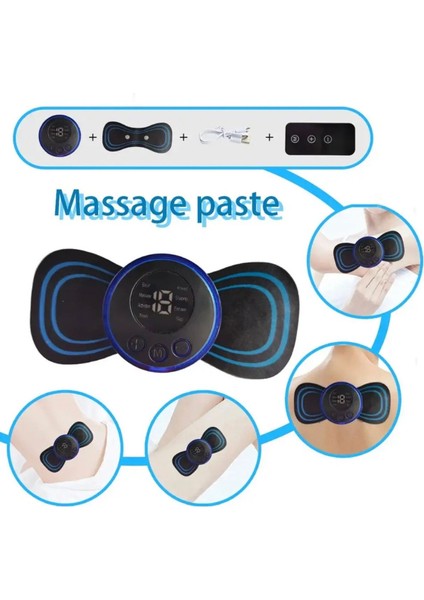 USB Şarjlı Kelebek Masaj Aleti Tens Ems Omuz Boyun 8 mod Çalışma