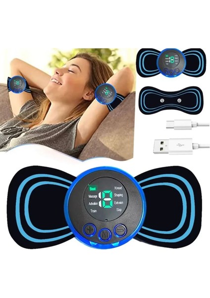 USB Şarjlı Kelebek Masaj Aleti Tens Ems Omuz Boyun 8 mod Çalışma