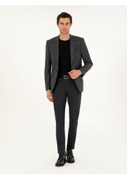 Erkek Siyah Slim Fit Kanvas Pantolon 50292336-VR046