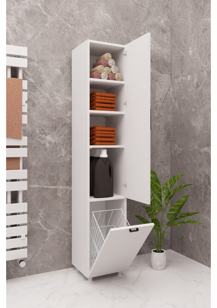 Banyo Mutfak Çok Amaçlı Sepetli Raflı Dolap