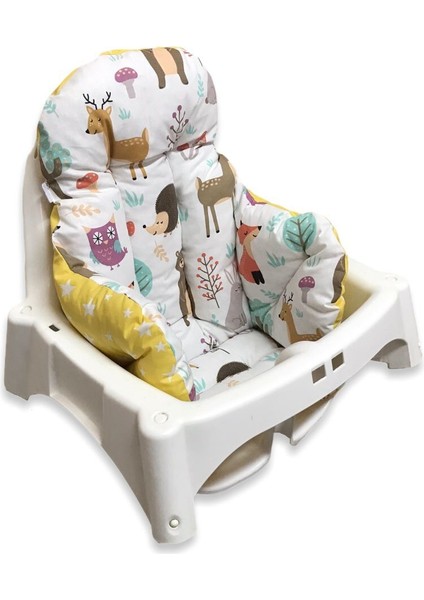 Bebek/çocuk Mama Sandalyesi Minderi Orman ve Sarı Yıldızlı Desenli modelleri