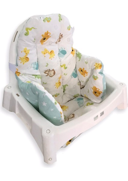 Bebek/çocuk Mama Sandalyesi Minderi Safari Hayvanlar ve Yeşil Yıldızlı fırsatları
