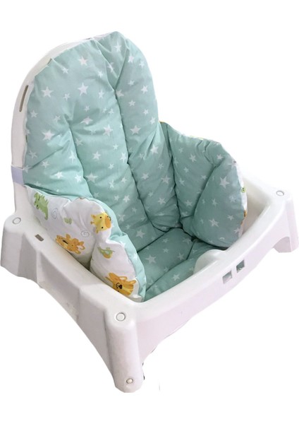 Bebek/çocuk Mama Sandalyesi Minderi Safari Hayvanlar ve Yeşil Yıldızlı indirimleri