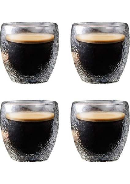 Çift Cidarlı Buzlu Kahve - Latte - Çay Bardağı Seti - Cam Kupa Seti 250 Ml x 4 Adet 2220