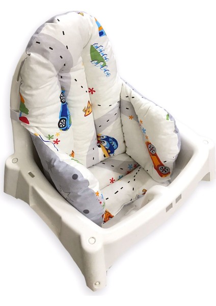 Bebek Çocuk Mama Sandalyesi Minderi Arabalı ve Gri Yıldızlı modelleri