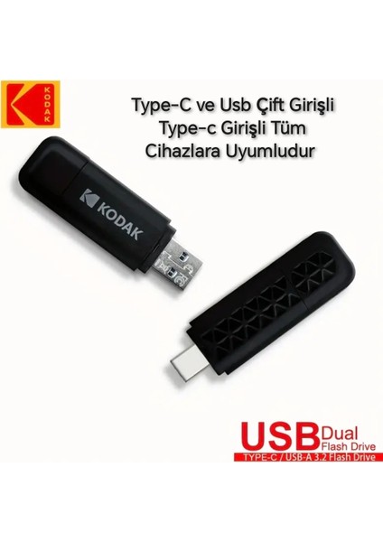 64Gb. Type-C ve USB 3.2 Type-C Girişli Tüm Telefonlara Iphone 15/16 Serisine Uygun Yüksek Hızlı Otg Flash Bellek Çift Giriş Sağlam Orjinal