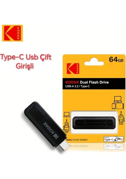 64Gb. Type-C ve USB 3.2 Type-C Girişli Tüm Telefonlara Iphone 15/16 Serisine Uygun Yüksek Hızlı Otg Flash Bellek Çift Giriş Sağlam Orjinal