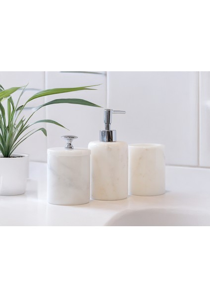 Valeria Mermer 5 Parça Banyo Aksesuar Seti & Sıvı Sabunluk, Pamukluk, Diş Fırçalığı, Katı Sabunluk, Tepsi fırsatları