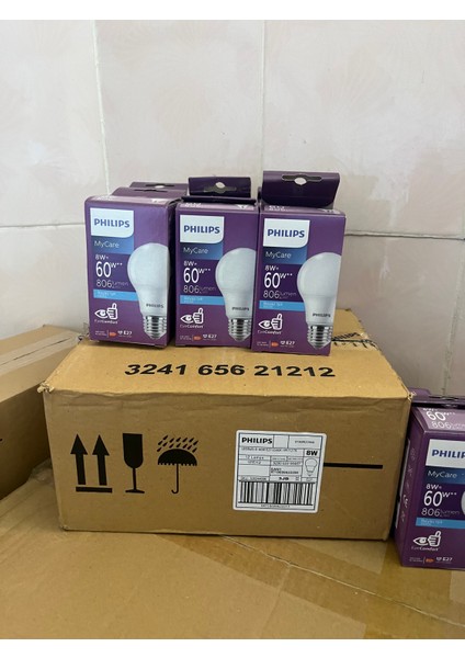Mycare LED Lamba 8W - 60W E27 Duy 6500K Beyaz Işık (12 Li Paket)