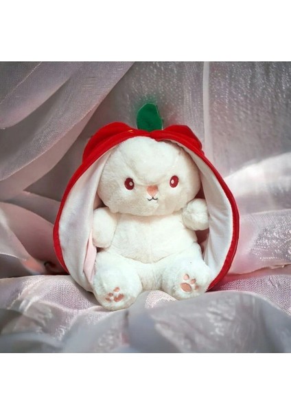 Kırmızı 35 cm Çilek Tavşan Çantalı Peluş Oyuncak fırsatları