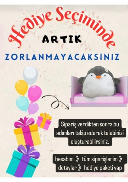 Toyzz Sevimli Peluş Penguen Yastık & Uyku Arkadaşı & Oyuncak & Çocuk Odası Yastığı & Hediyelik 40 cm