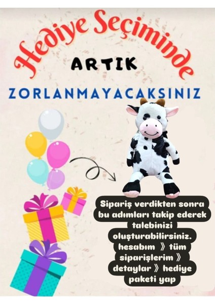 Toyzz Sevimli Inek Peluş & Uyku Arkadaşı & Oyuncak & Hediyelik 45 cm