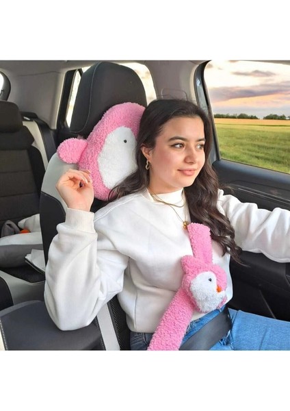 Neşeli Araba Yastığı Seti Emniyet Kemeri Kilifi ve Araba Yastığı 4 Lüset