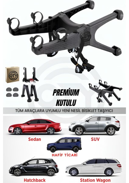 2 Bisiklet Taşıyıcı - 2 Bisiklet Taşıma Aparatı Yeni Nesil Tüm Araçlara Uyumlu (Suv-Sedan-Hacback-Hafif Ticari )