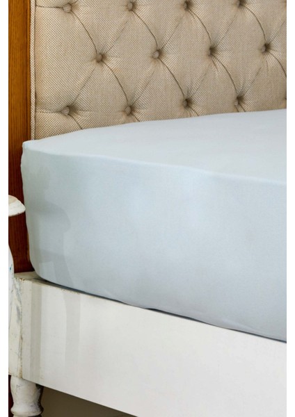 Penye Çift Kişilik Fitted Çarşaf 160X200+30 cm Mavi
