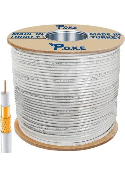 Anten Kablosu Tam Bakır Rg6/u6 64TEL Cu 500MT Poke PK-1382