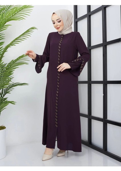 Büyük Beden Taş Detaylı Ferace