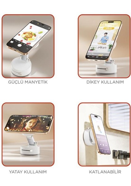 JX-054 Siyah Manyetik 180 Derece Dönebilen Plastik Telefon Tutucu modelleri