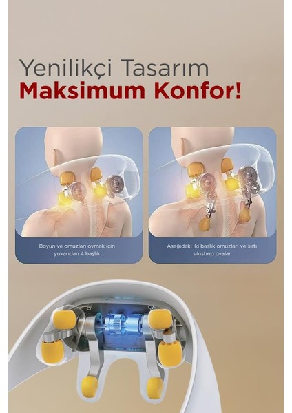 Vnb-01 Gri Insan Eli Hissi Veren Şarjlı Masaj Cihazı Boyun Sırt ve Bacak Masaj Cihazı