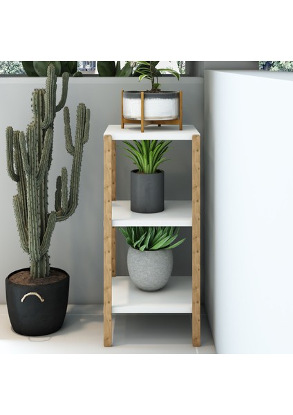Aden 3 Raflı Beyaz Ahşap Köşe Sehpası / Yan Sehpa / Çok Amaçlı Dekoratif Raf indirimleri