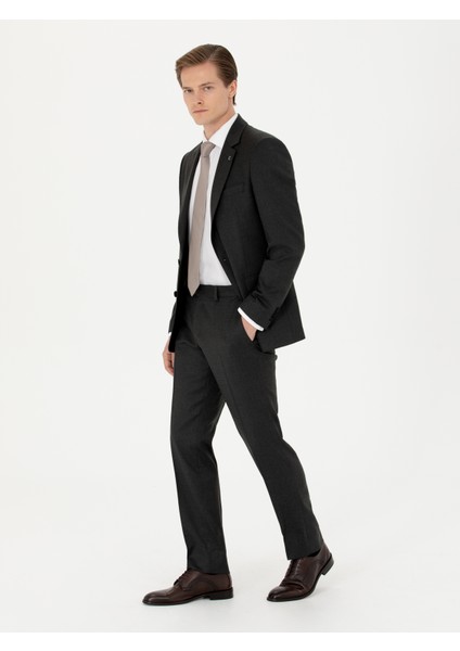 Erkek Yeşil Slim Fit Yün Karışımlı Kumaş Pantolon 50270151-VR054