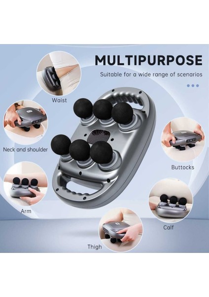 6 Toplu Şarjlı Masaj Aleti 9 Modlu Tüm Cücut Ile Uyumlu Sırt Ayak Baldır Masajı
