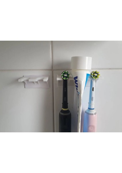 2 Adet Elektrikli Diş Fırçası Başlığı Standı Beyaz Renk Diş Fırçalık